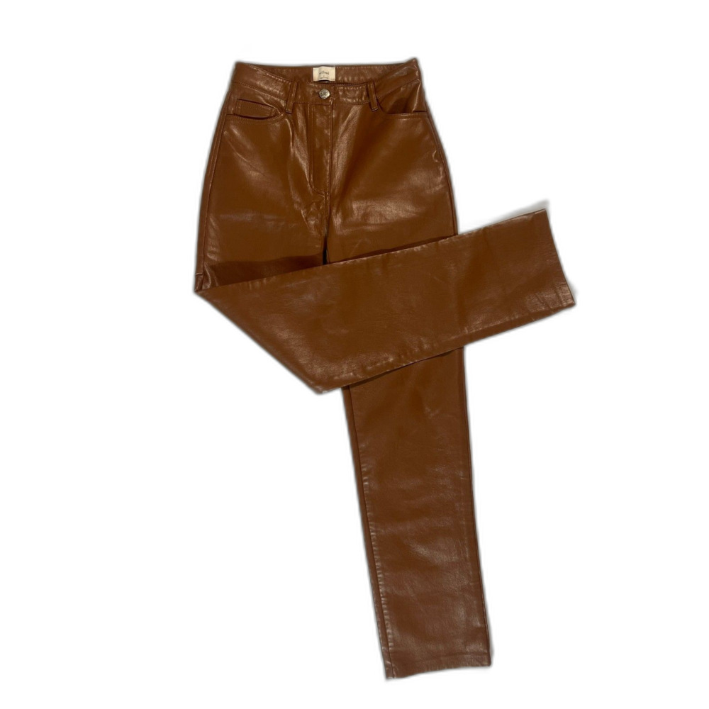 Wilfred Aritzia The Melina Pants Womens 0 Brown Vegan Faux Leather High Rise